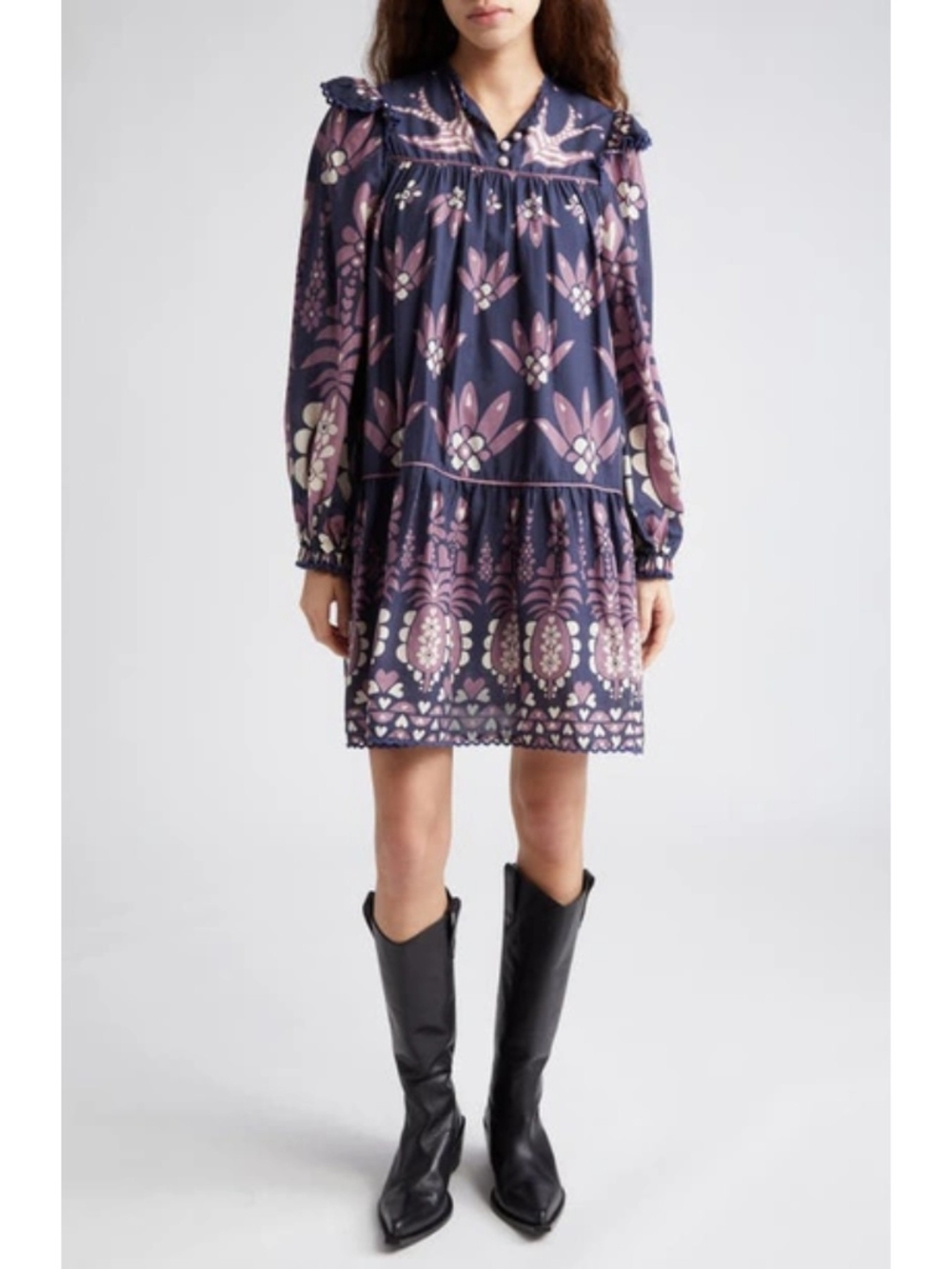 FARM Rio Ainika Martina Floral Long Sleeve Shift Dress
